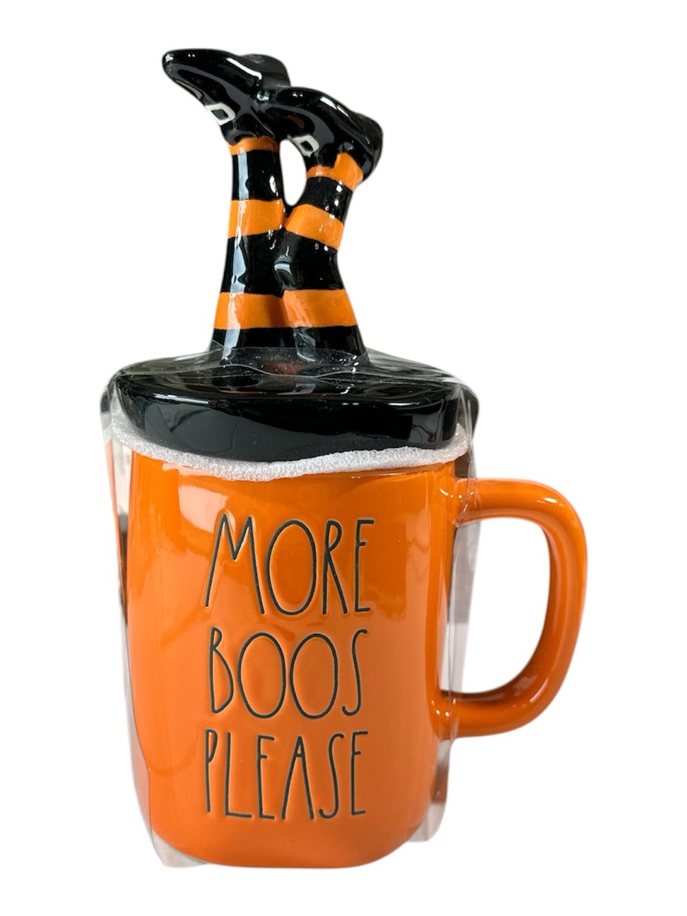 NEW Rae Dunn MORE BOOS PLEASE Halloween Mug w/Topper